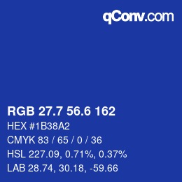 カラーコード: RGB 27.7 56.6 162 | qconv.com