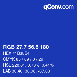 カラーコード: RGB 27.7 56.6 180 | qconv.com