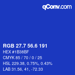カラーコード: RGB 27.7 56.6 191 | qconv.com