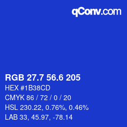 カラーコード: RGB 27.7 56.6 205 | qconv.com