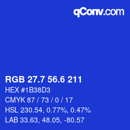 カラーコード: RGB 27.7 56.6 211 | qconv.com