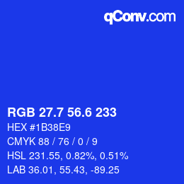 カラーコード: RGB 27.7 56.6 233 | qconv.com