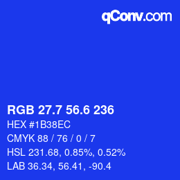 カラーコード: RGB 27.7 56.6 236 | qconv.com