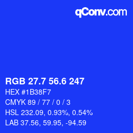 カラーコード: RGB 27.7 56.6 247 | qconv.com