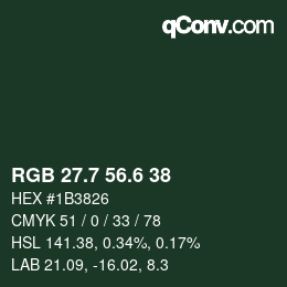 カラーコード: RGB 27.7 56.6 38 | qconv.com