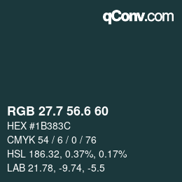 カラーコード: RGB 27.7 56.6 60 | qconv.com