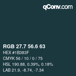 カラーコード: RGB 27.7 56.6 63 | qconv.com