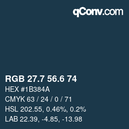 カラーコード: RGB 27.7 56.6 74 | qconv.com