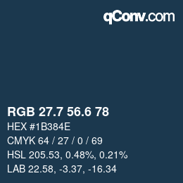 カラーコード: RGB 27.7 56.6 78 | qconv.com