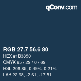 カラーコード: RGB 27.7 56.6 80 | qconv.com