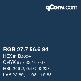 カラーコード: RGB 27.7 56.6 84 | qconv.com