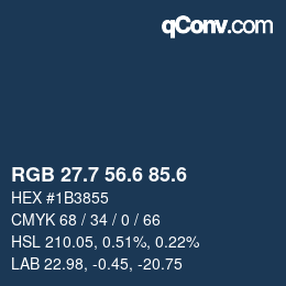 カラーコード: RGB 27.7 56.6 85.6 | qconv.com