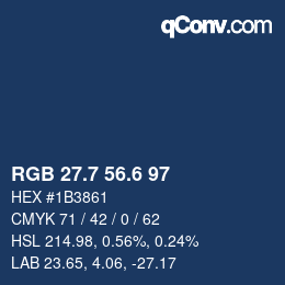 カラーコード: RGB 27.7 56.6 97 | qconv.com