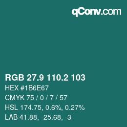 Color code: RGB 27.9 110.2 103 | qconv.com