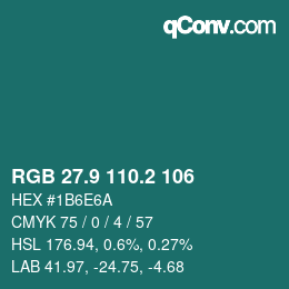 カラーコード: RGB 27.9 110.2 106 | qconv.com