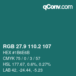 Color code: RGB 27.9 110.2 107 | qconv.com