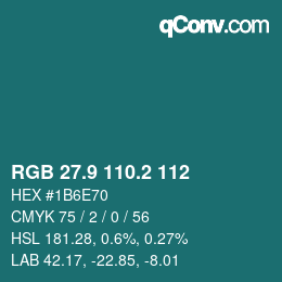 Color code: RGB 27.9 110.2 112 | qconv.com