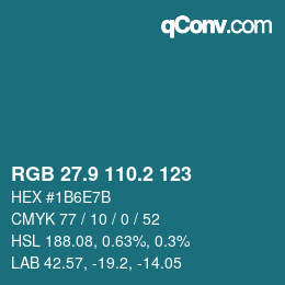 Color code: RGB 27.9 110.2 123 | qconv.com