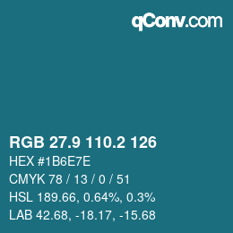 Color code: RGB 27.9 110.2 126 | qconv.com