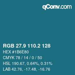 Farbcode: RGB 27.9 110.2 128 | qconv.com