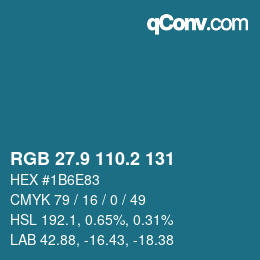Color code: RGB 27.9 110.2 131 | qconv.com