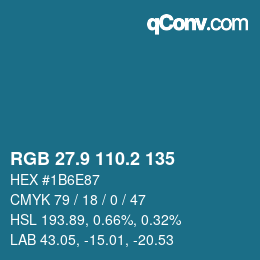カラーコード: RGB 27.9 110.2 135 | qconv.com
