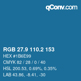 カラーコード: RGB 27.9 110.2 153 | qconv.com