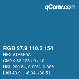 カラーコード: RGB 27.9 110.2 154 | qconv.com