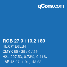 Color code: RGB 27.9 110.2 180 | qconv.com