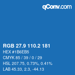 Farbcode: RGB 27.9 110.2 181 | qconv.com
