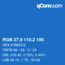 カラーコード: RGB 27.9 110.2 195 | qconv.com