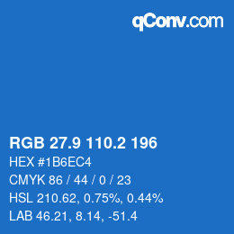 カラーコード: RGB 27.9 110.2 196 | qconv.com