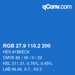 カラーコード: RGB 27.9 110.2 200 | qconv.com