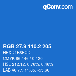 カラーコード: RGB 27.9 110.2 205 | qconv.com