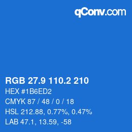 カラーコード: RGB 27.9 110.2 210 | qconv.com