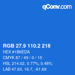 Color code: RGB 27.9 110.2 218 | qconv.com