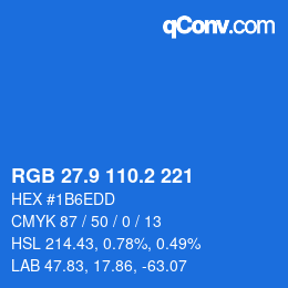 Color code: RGB 27.9 110.2 221 | qconv.com