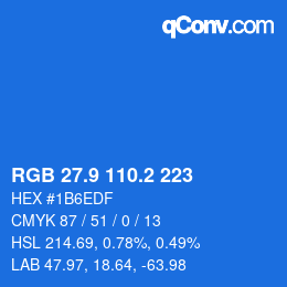 Color code: RGB 27.9 110.2 223 | qconv.com