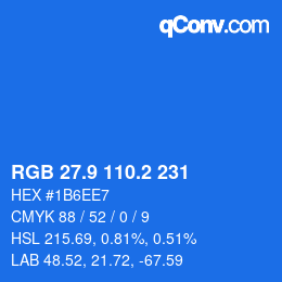 Color code: RGB 27.9 110.2 231 | qconv.com