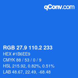 Color code: RGB 27.9 110.2 233 | qconv.com