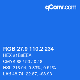 Color code: RGB 27.9 110.2 234 | qconv.com
