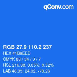 Color code: RGB 27.9 110.2 237 | qconv.com
