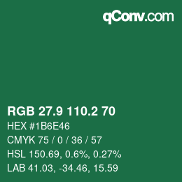 カラーコード: RGB 27.9 110.2 70 | qconv.com