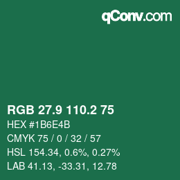 カラーコード: RGB 27.9 110.2 75 | qconv.com
