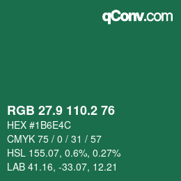 カラーコード: RGB 27.9 110.2 76 | qconv.com
