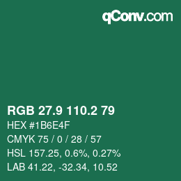 カラーコード: RGB 27.9 110.2 79 | qconv.com