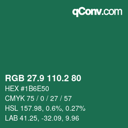 カラーコード: RGB 27.9 110.2 80 | qconv.com