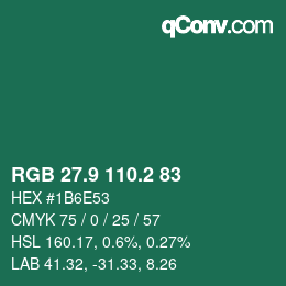 カラーコード: RGB 27.9 110.2 83 | qconv.com