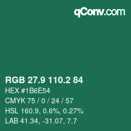 カラーコード: RGB 27.9 110.2 84 | qconv.com