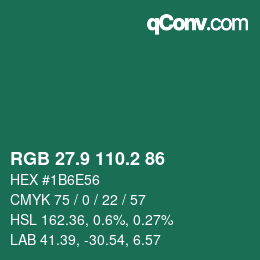 カラーコード: RGB 27.9 110.2 86 | qconv.com